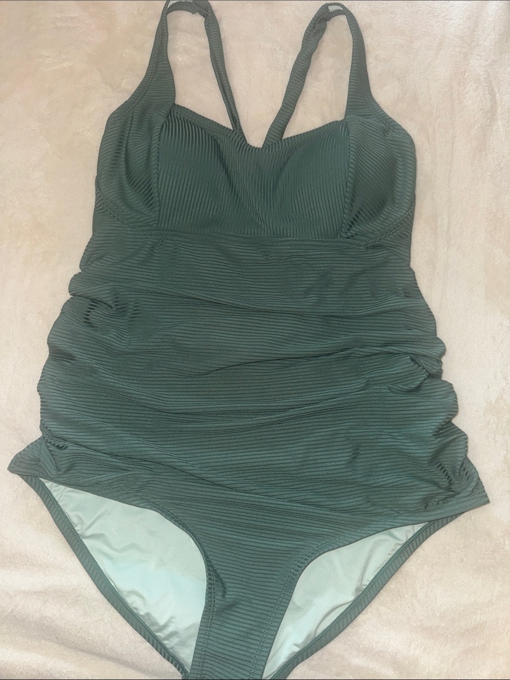 Cupshe Dark Green Ribbed One-Piece Swimsuit